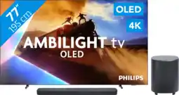 Coolblue Philips Ambilight 77'' OLED760 4K (2025) + JBL Bar 500 M2 Zwart aanbieding