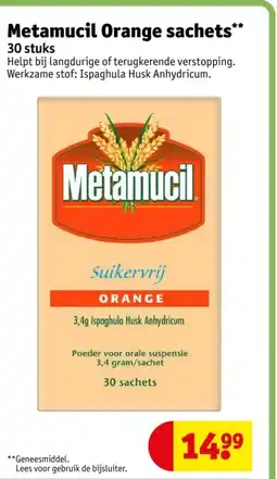 Kruidvat Metamucil Orange sachets aanbieding