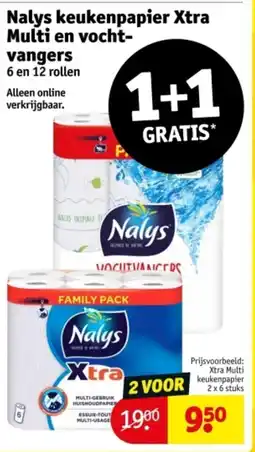 Kruidvat Nalys keukenpapier Xtra Multi en vochtvangers aanbieding