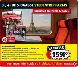 Kruidvat 3, 4 of 5 Daagse Stedentrip Parijs aanbieding