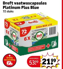 Kruidvat Dreft vaatwascapsules Platinum Plus Blue aanbieding