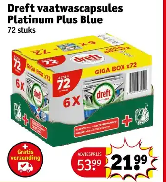 Kruidvat Dreft vaatwascapsules Platinum Plus Blue aanbieding