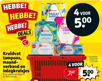 Kruidvat Kruidvat tampons, maandverband en inlegkruisjes aanbieding