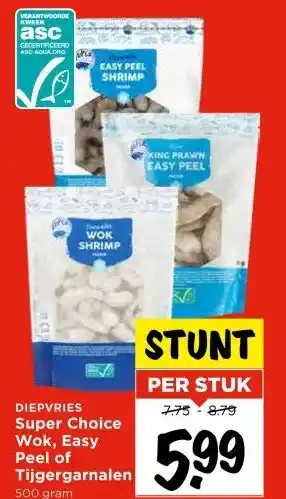 Vomar Voordeelmarkt Super Choice Wok, Easy Peel of Tijgergarnalen aanbieding