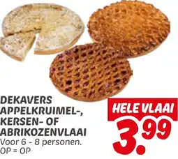 Dekamarkt Dekavers appelkruimel , kersen of abrikozenvlaai aanbieding