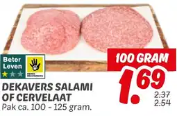 Dekamarkt Dekavers salami of cervelaat aanbieding