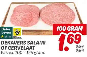 Dekamarkt Dekavers salami of cervelaat aanbieding