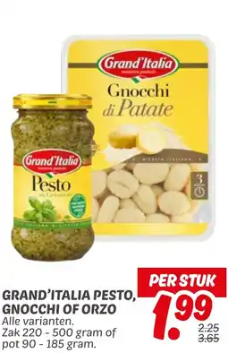 Dekamarkt Grand'italia pesto, gnocchi of orzo aanbieding