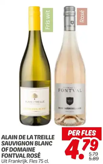 Dekamarkt Alain de la treille sauvignon blanc of domaine fontval rosé aanbieding