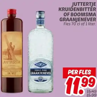 Dekamarkt Juttertje kruidenbitter of boomsma graanjenever aanbieding