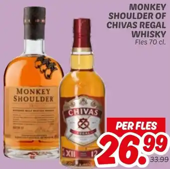 Dekamarkt Monkey shoulder of chivas regal whisky aanbieding