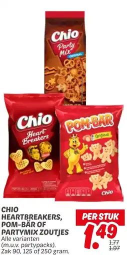 Dekamarkt Chio heartbreakers, pom-bär of partymix zoutjes aanbieding