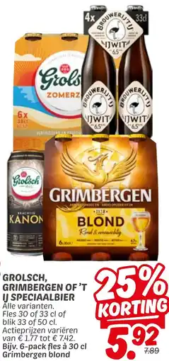 Dekamarkt Grolsch, grimbergen of 't ij speciaalbier aanbieding