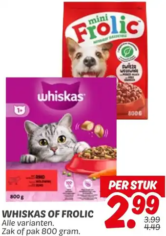 Dekamarkt Whiskas of frolic aanbieding