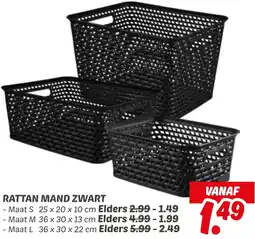 Dekamarkt Rattan mand zwart aanbieding