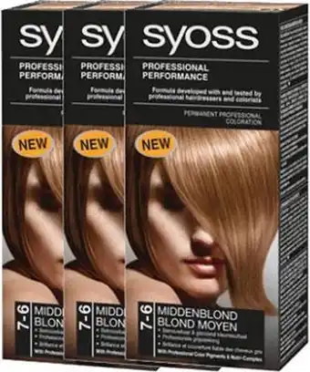 Bol.com Syoss Colors Cream 7-6 Middel Blond Voordeelverpakking aanbieding