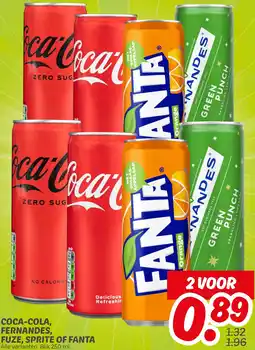 Dekamarkt Coca-cola, fernandes, fuze, sprite of fanta aanbieding