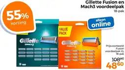 Trekpleister Gillette Fusion en Mach3 voordeelpak aanbieding