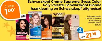 Trekpleister Schwarzkopf Creme Supreme, Syoss Color, Poly Palette, Schwarzkopf Blonde haarkleuring en Schwarzkopf uitgroeiset aanbieding
