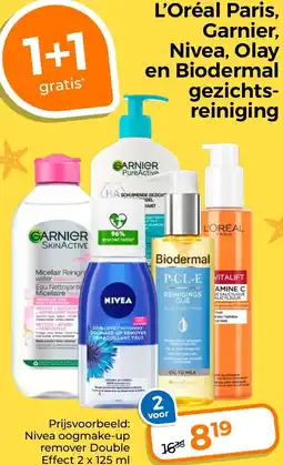 Trekpleister L'Oréal Paris, Garnier, Nivea, Olay en Biodermal gezichtsreiniging aanbieding