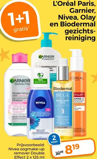 Trekpleister L'Oréal Paris, Garnier, Nivea, Olay en Biodermal gezichtsreiniging aanbieding