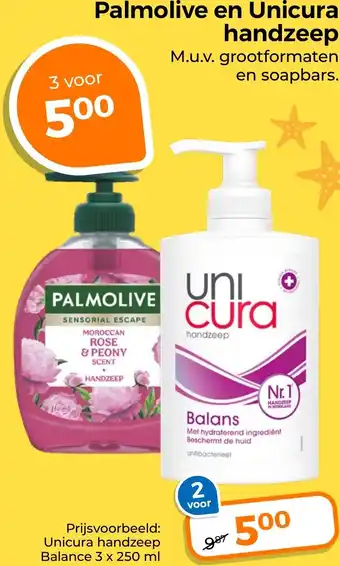 Trekpleister Palmolive en Unicura handzeep aanbieding