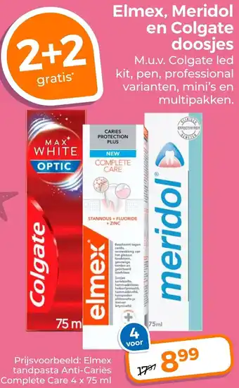 Trekpleister Elmex, Meridol en Colgate doosjes aanbieding