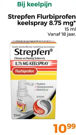 Trekpleister Strepfen Flurbiprofen keelspray 8.75 mg aanbieding
