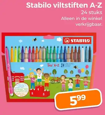 Trekpleister Stabilo viltstiften A-Z aanbieding