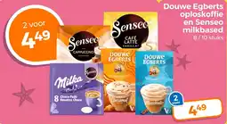 Trekpleister Douwe Egberts oploskoffie en Senseo milkbased aanbieding