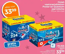 Trekpleister Finish vaatwastabletten Power en Quantum jaarvolume aanbieding
