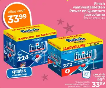 Trekpleister Finish vaatwastabletten Power en Quantum jaarvolume aanbieding