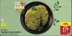ALDI My Vay Spinazie kaas rondo'Inhoud: 2 stuks, 200 g. aanbieding