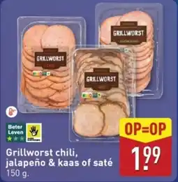 ALDI Grillworst chili, jalapeño & kaas of saté aanbieding