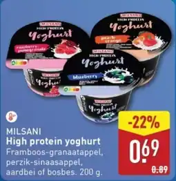 ALDI Milsani High protein yoghurt aanbieding