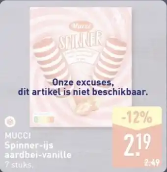 ALDI Mucci Spinner-ijs aardbei-vanille aanbieding