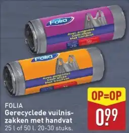 ALDI Folia Gerecyclede vuilnis zakken met handvat aanbieding