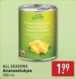 ALDI All Seasons Ananasstukjes aanbieding