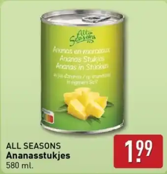 ALDI All Seasons Ananasstukjes aanbieding