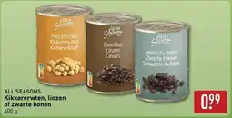 ALDI All Seasons Kikkererwten, linzen of zwarte bonen aanbieding