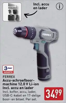 ALDI Ferrex Accuschroefboormachine 12.0 V Li-ion Incl. accu en lader aanbieding