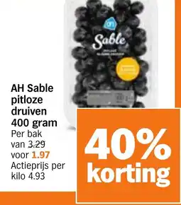 Albert Heijn AH Sable pitloze druiven aanbieding