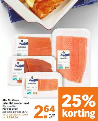 Albert Heijn Alle AH Verse zalmfilet zonder huid aanbieding