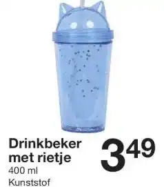 Zeeman Drinkbeker met rietje aanbieding