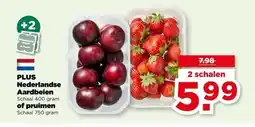 PLUS PLUS Nederlandse Aardbeien of pruimen aanbieding