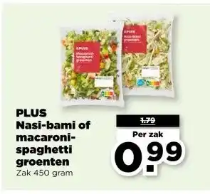 PLUS PLUS Nasi bami of macaroni spaghetti groenten aanbieding