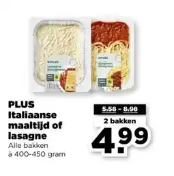 PLUS PLUS Italiaanse maaltijd of lasagne aanbieding