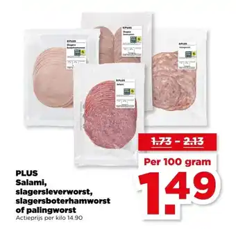 PLUS PLUS Salami, slagersleverworst, slagersboterhamworst of palingworst aanbieding