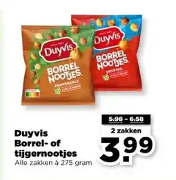PLUS Duyvis Duyvis Borrel of tijgernootjes aanbieding