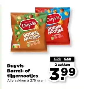 PLUS Duyvis Duyvis Borrel of tijgernootjes aanbieding